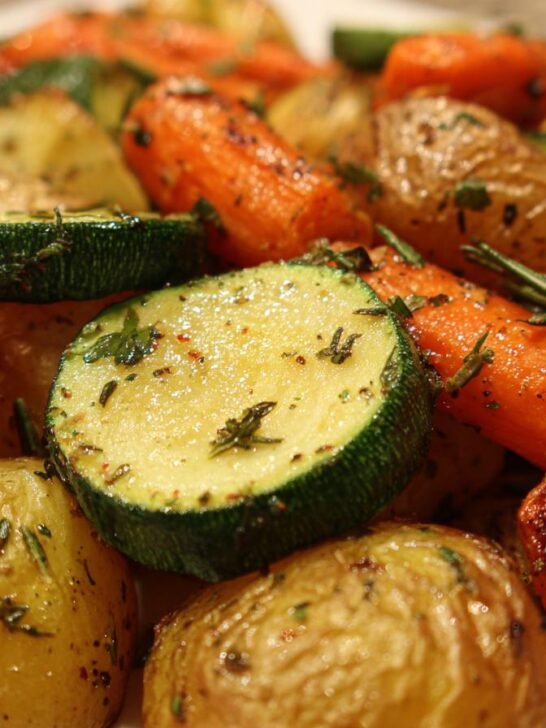 Garlic Herb Roasted Potatoes, Carrots, and Zucchini