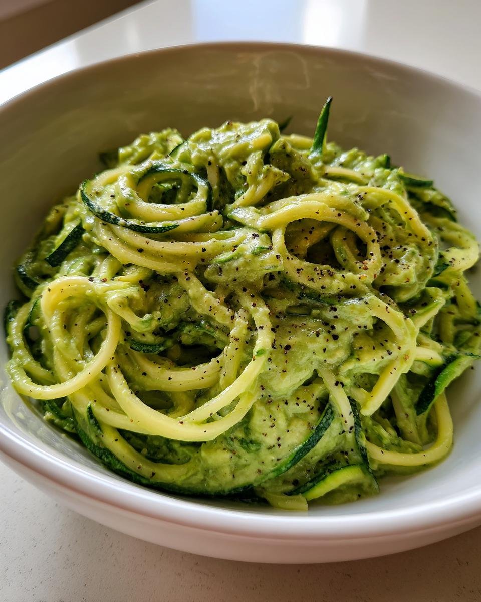 Green Zucchini Spaghetti with Avocado Sauce - detail 1