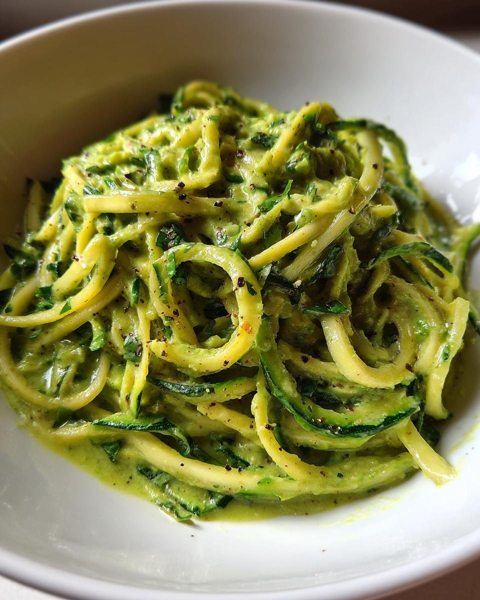 Green Zucchini Spaghetti with Avocado Sauce - detail 2
