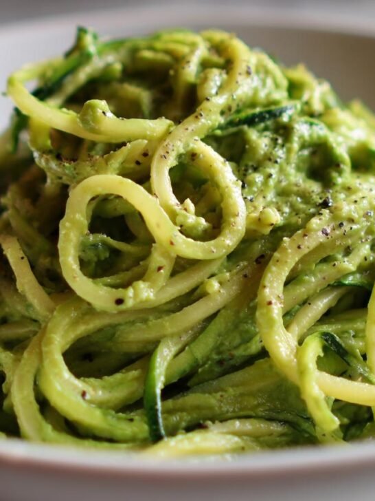 Green Zucchini Spaghetti with Avocado Sauce
