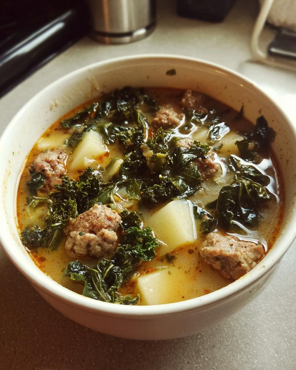 Hearty Tuscan Sausage Soup with Kale and Potatoes - detail 1