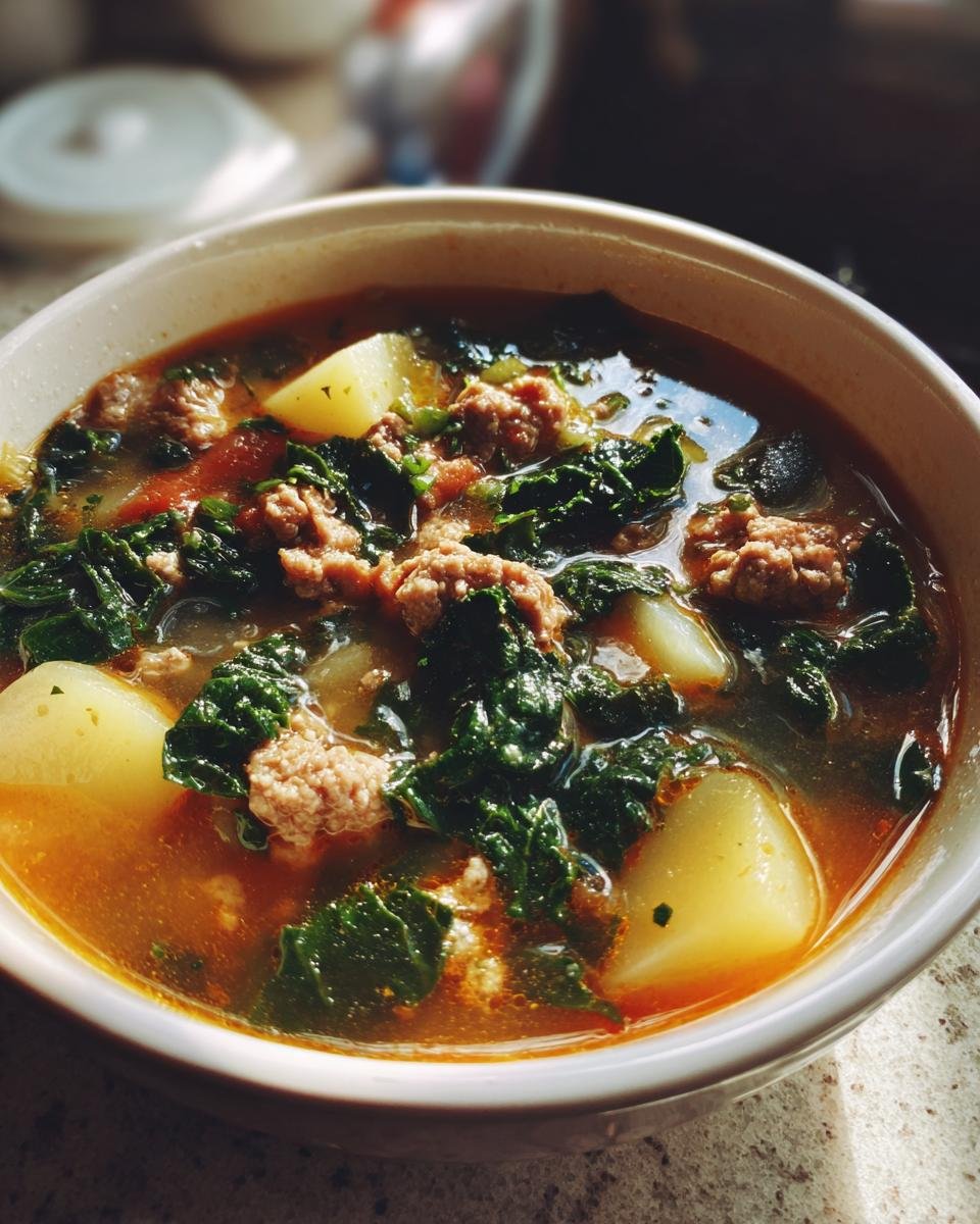 Hearty Tuscan Sausage Soup with Kale and Potatoes - detail 2