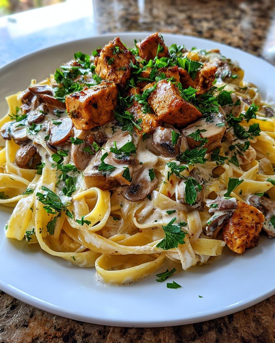 Heavenly Chicken and Mushroom Pasta with a Silky Cream Sauce - detail 3