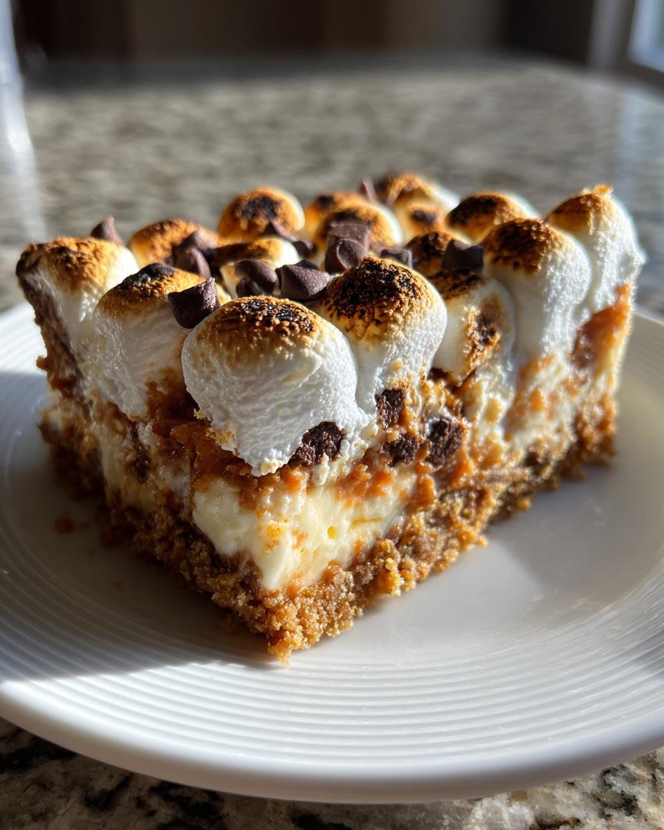 No Bake S'mores Cheesecake Bars - detail 1