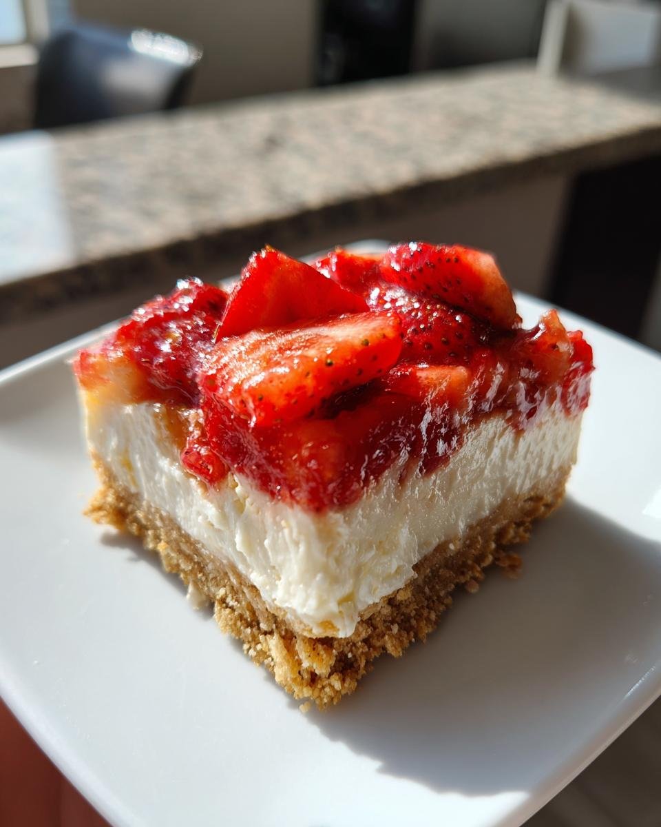 No-Bake Strawberry Cheesecake Bars - detail 1