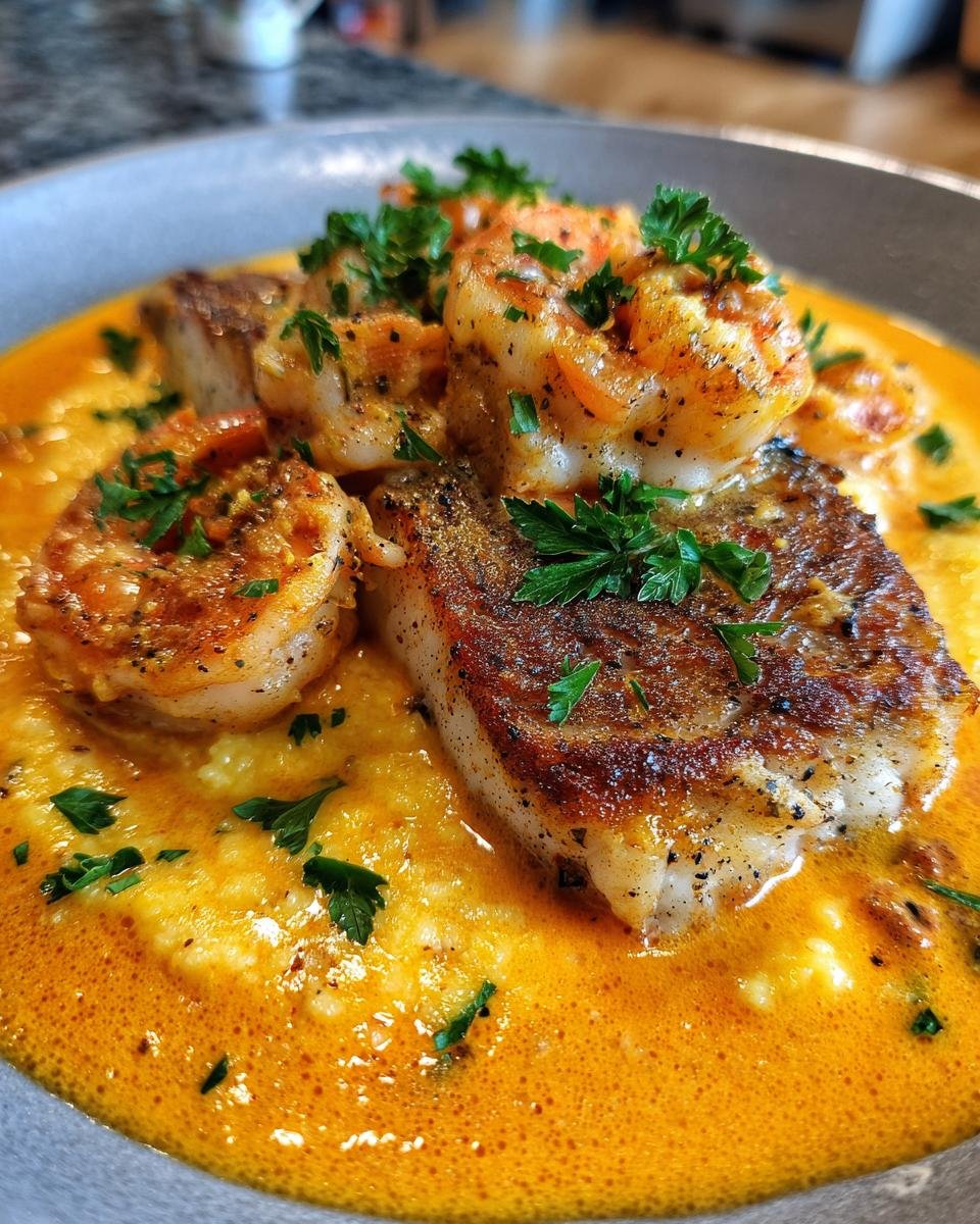 Red Snapper, Shrimp & Grits with Cajun Cream Sauce - detail 4
