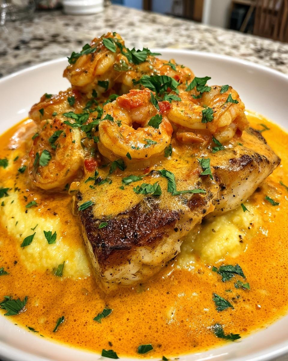 Red Snapper, Shrimp & Grits with Cajun Cream Sauce - detail 5