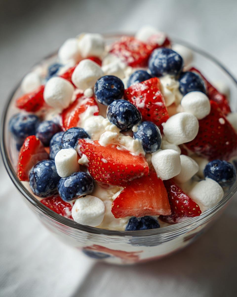 Red, White and Blue Cheesecake Salad - detail 1