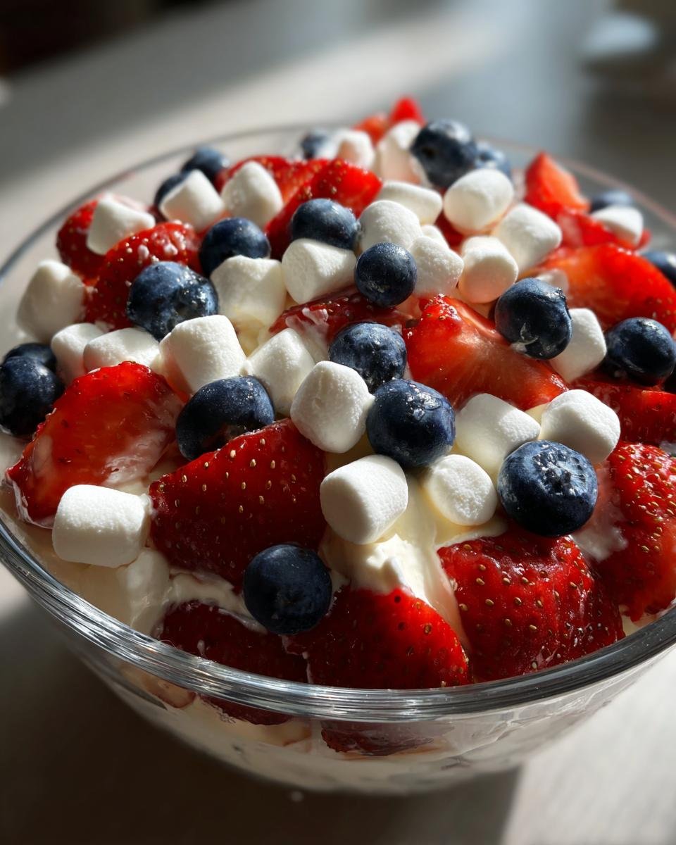 Red, White and Blue Cheesecake Salad - detail 2