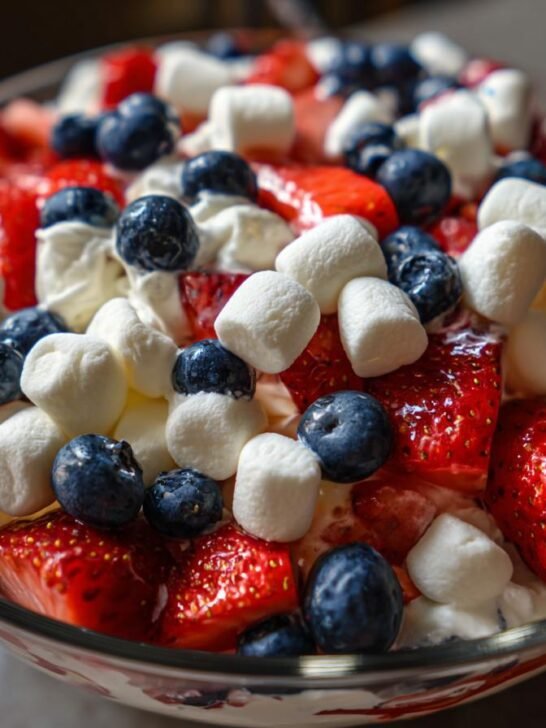 Red, White and Blue Cheesecake Salad