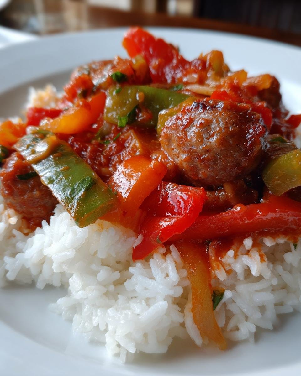 Sausage and Peppers Skillet over Rice - detail 1