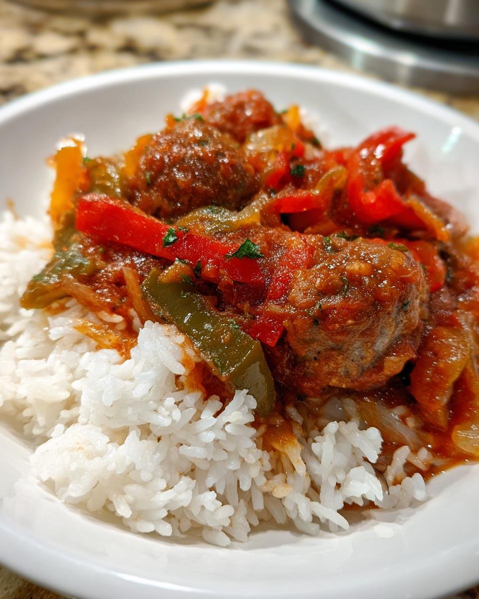 Sausage and Peppers Skillet over Rice - detail 2