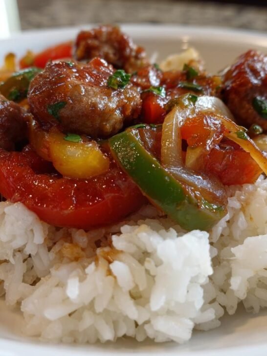 Sausage and Peppers Skillet over Rice