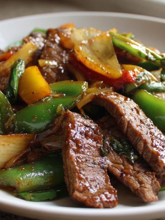 Sizzling Chinese Pepper Steak with Onions