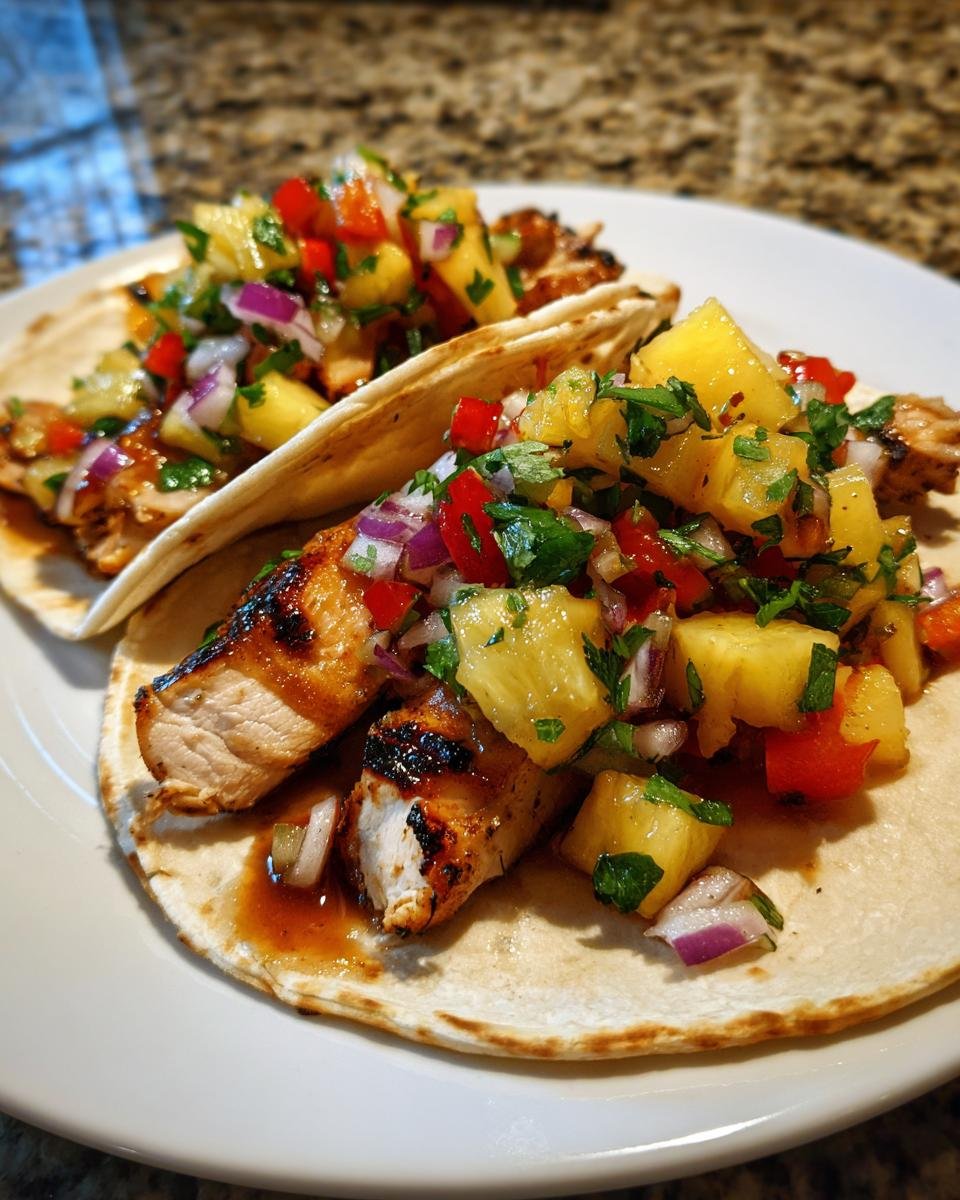 Teriyaki Chicken Tacos with Grilled Pineapple Pear Salsa - detail 2