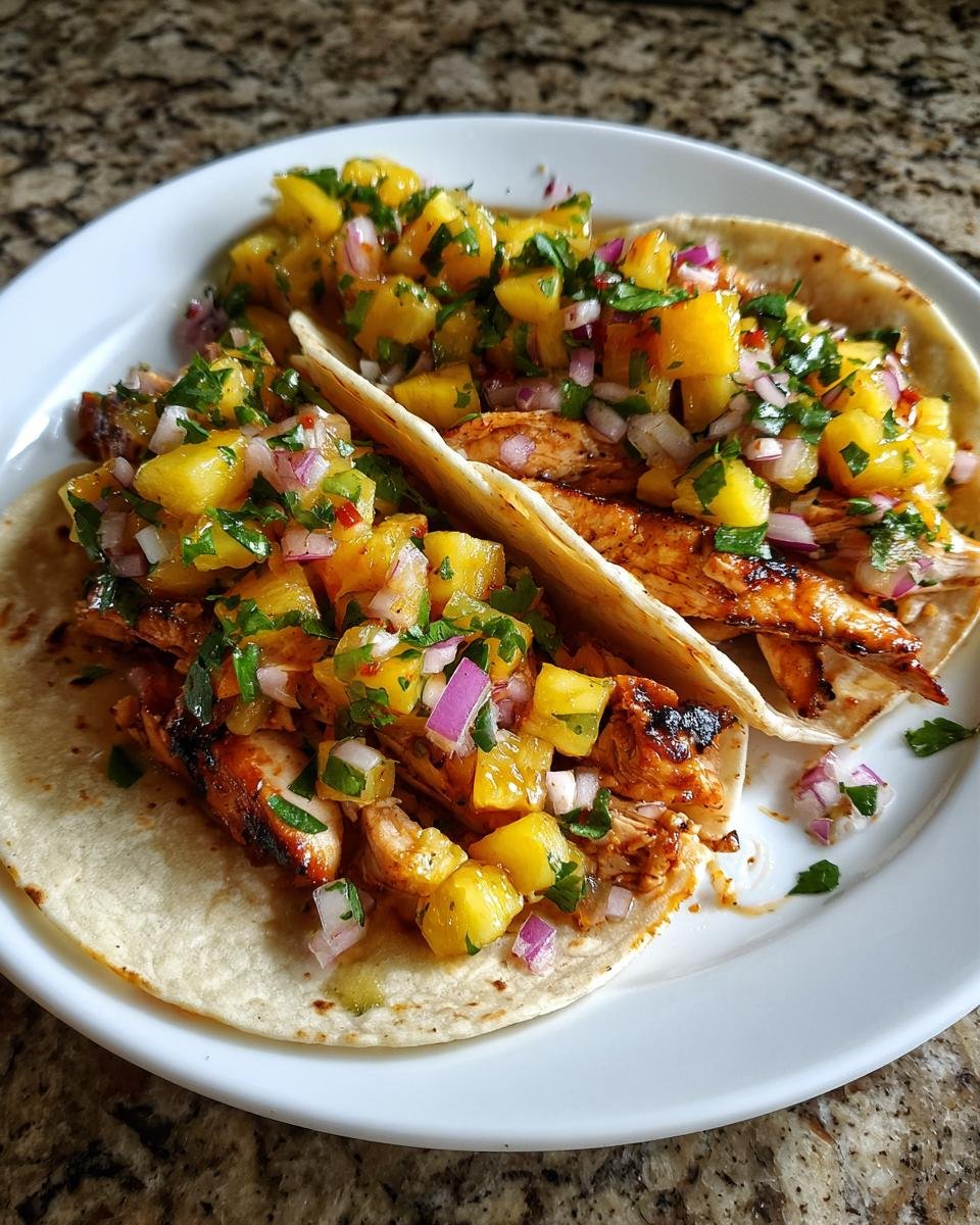 Teriyaki Chicken Tacos with Grilled Pineapple Pear Salsa - detail 3