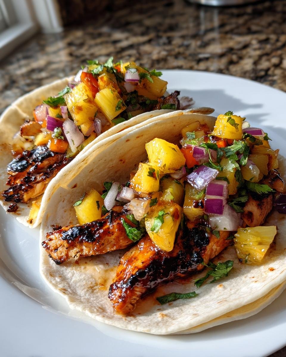 Teriyaki Chicken Tacos with Grilled Pineapple Pear Salsa - detail 4
