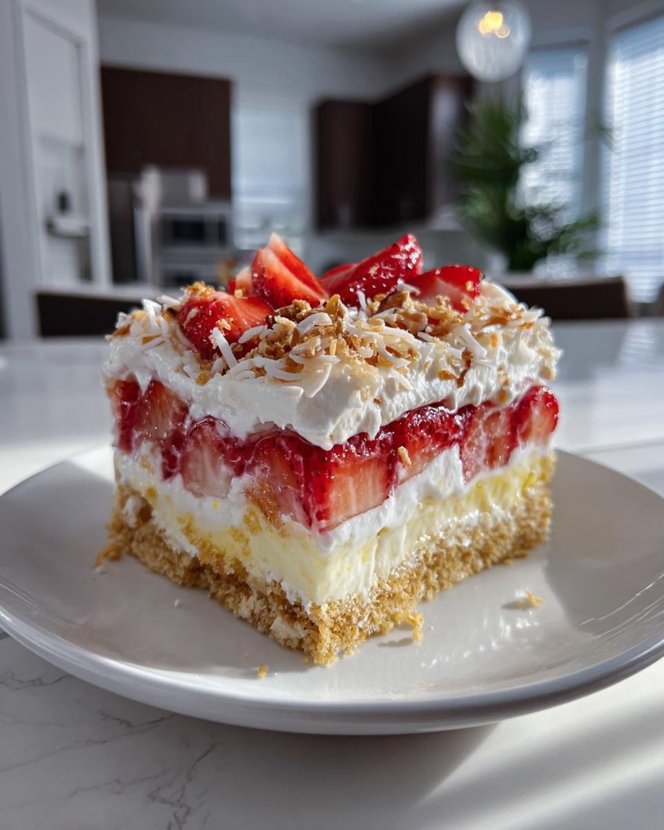 Tropical No-Bake Strawberry Split Cake - detail 1