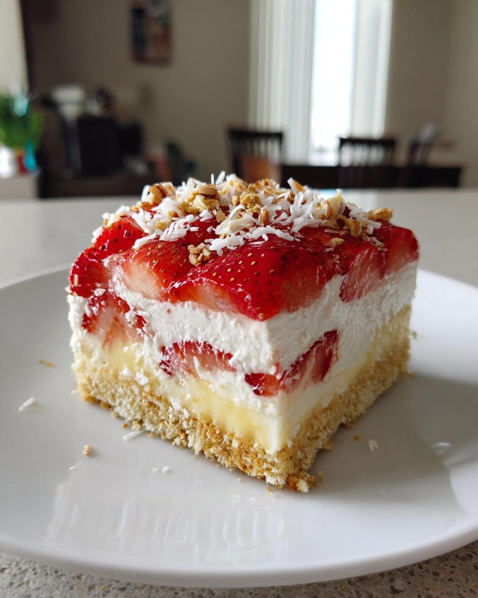 Tropical No-Bake Strawberry Split Cake - detail 3