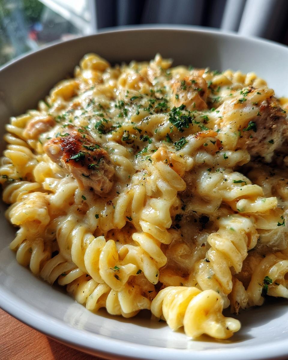 Cheesy Velveeta Chicken Twisted Pasta with Mozzarella Garlic Sauce - detail 1