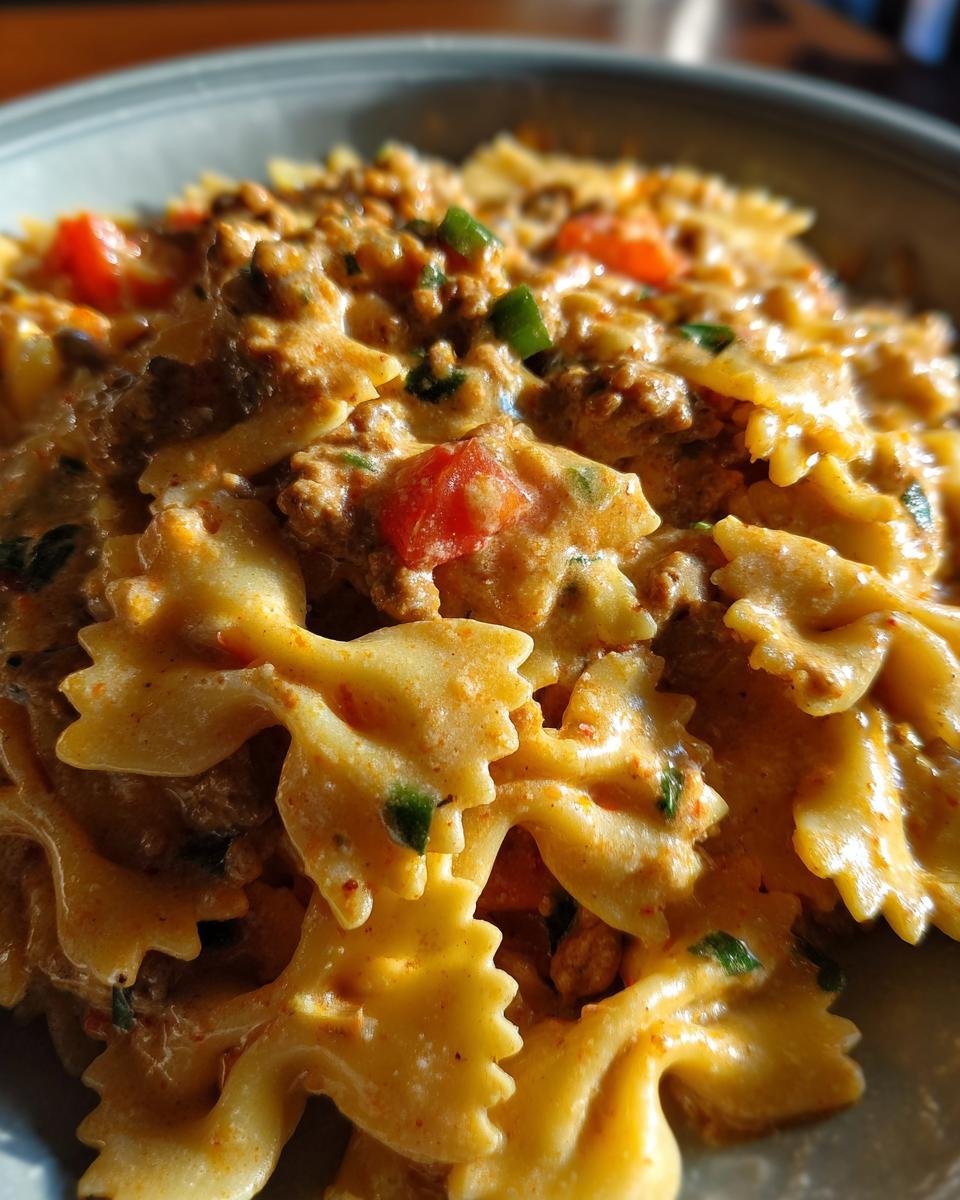 Creamy Velveeta Beef Pasta with Bowtie Noodles - detail 2