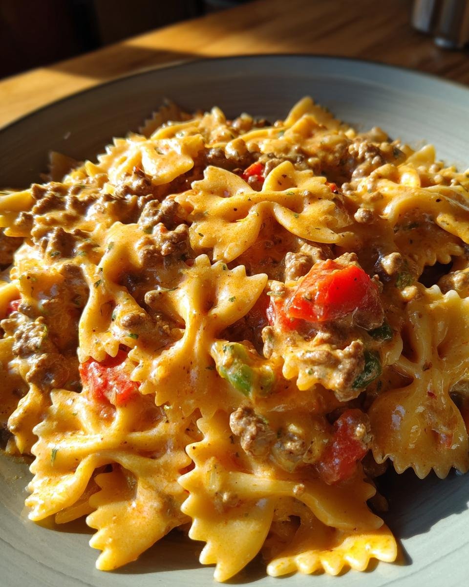 Creamy Velveeta Beef Pasta with Bowtie Noodles - detail 3