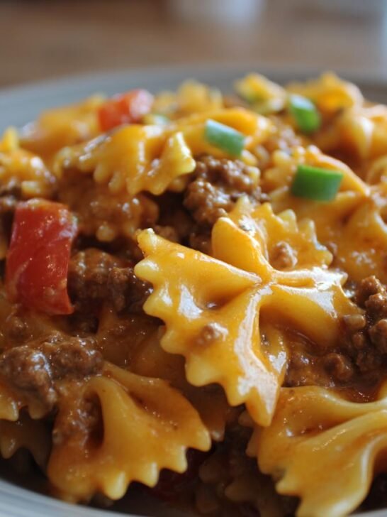 Creamy Velveeta Beef Pasta with Bowtie Noodles