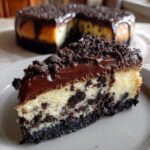Decadent Chocolate Chip Cheesecake with Oreo Crust and Ganache
