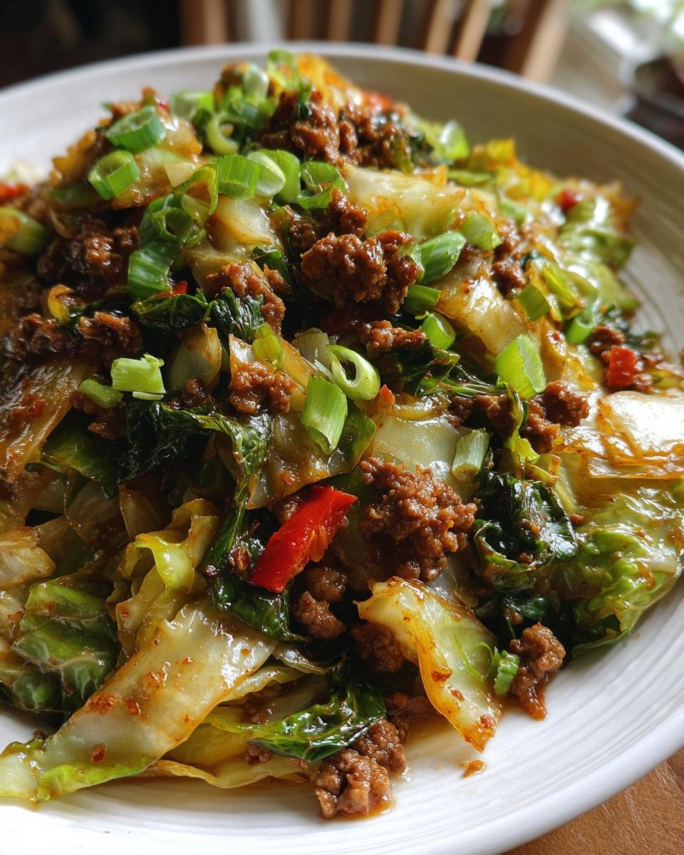 Healthy Chinese Ground Beef and Cabbage Stir Fry - detail 1