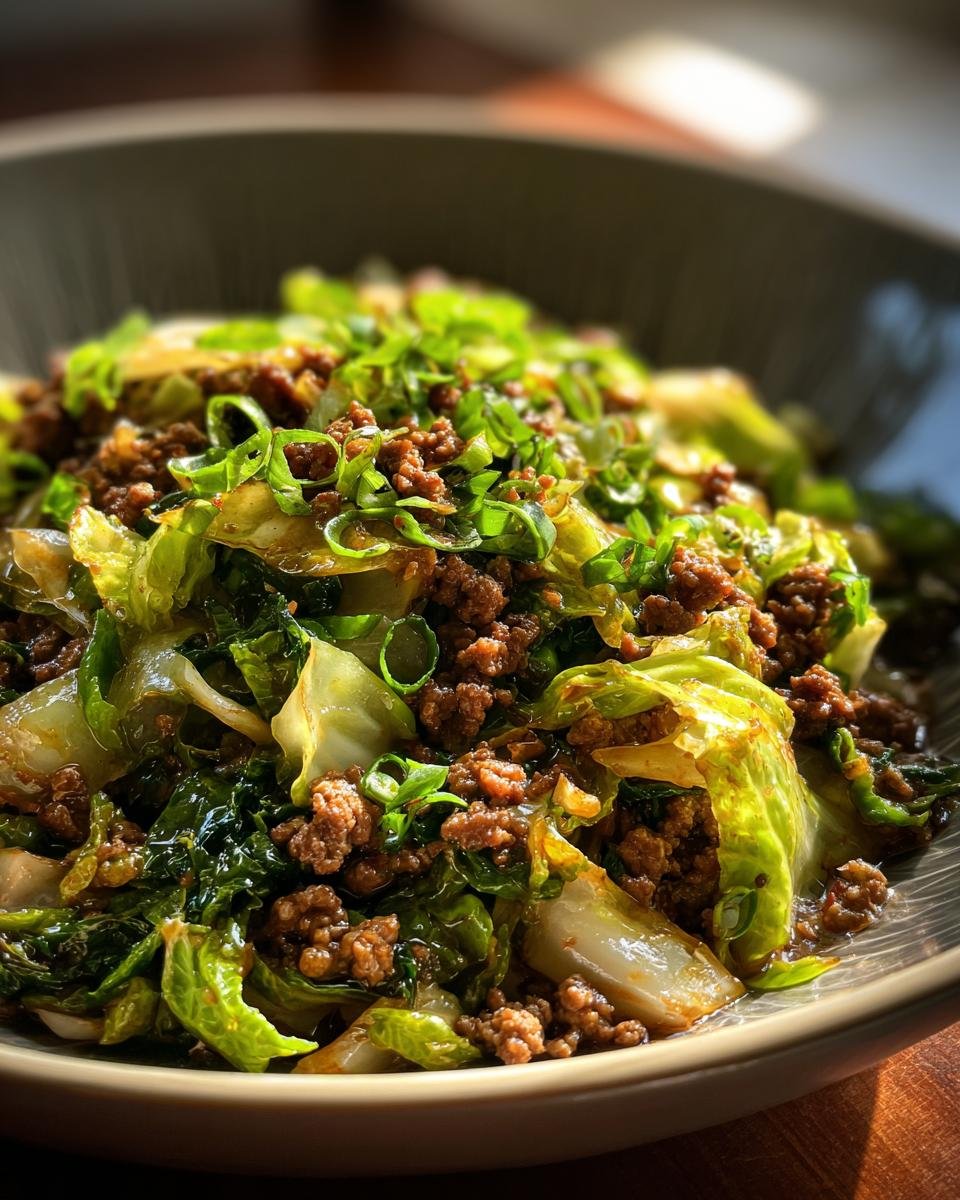 Healthy Chinese Ground Beef and Cabbage Stir Fry - detail 2