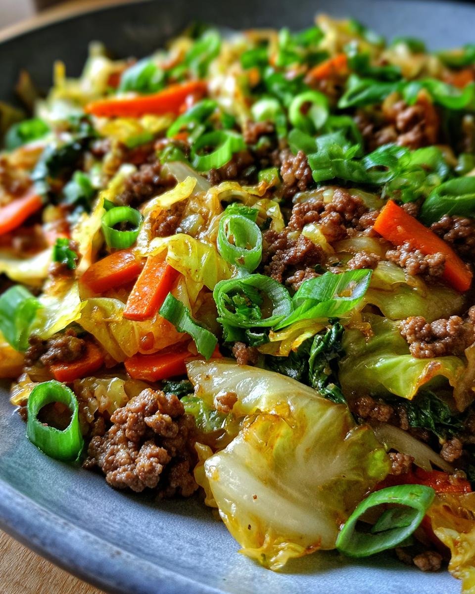 Healthy Chinese Ground Beef and Cabbage Stir Fry - detail 3