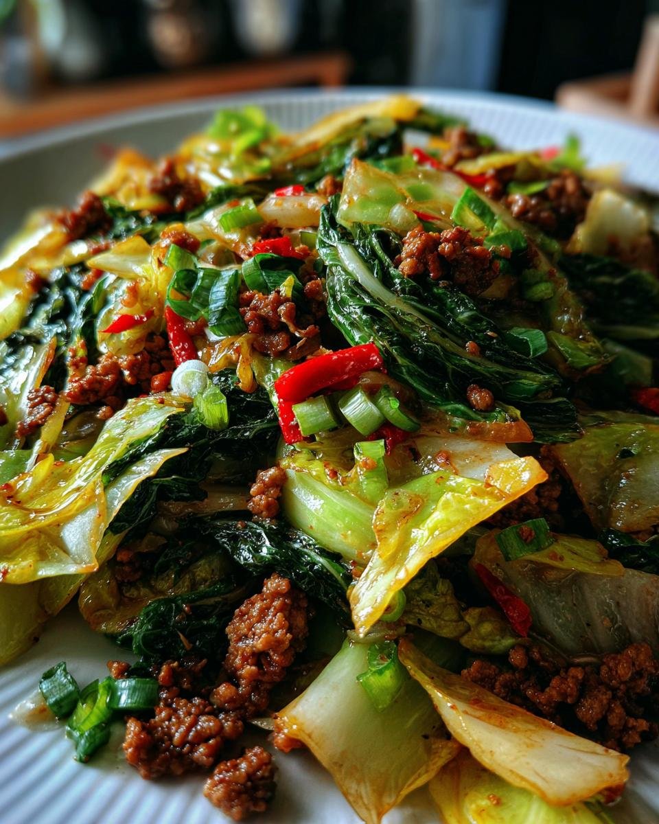 Healthy Chinese Ground Beef and Cabbage Stir Fry - detail 4