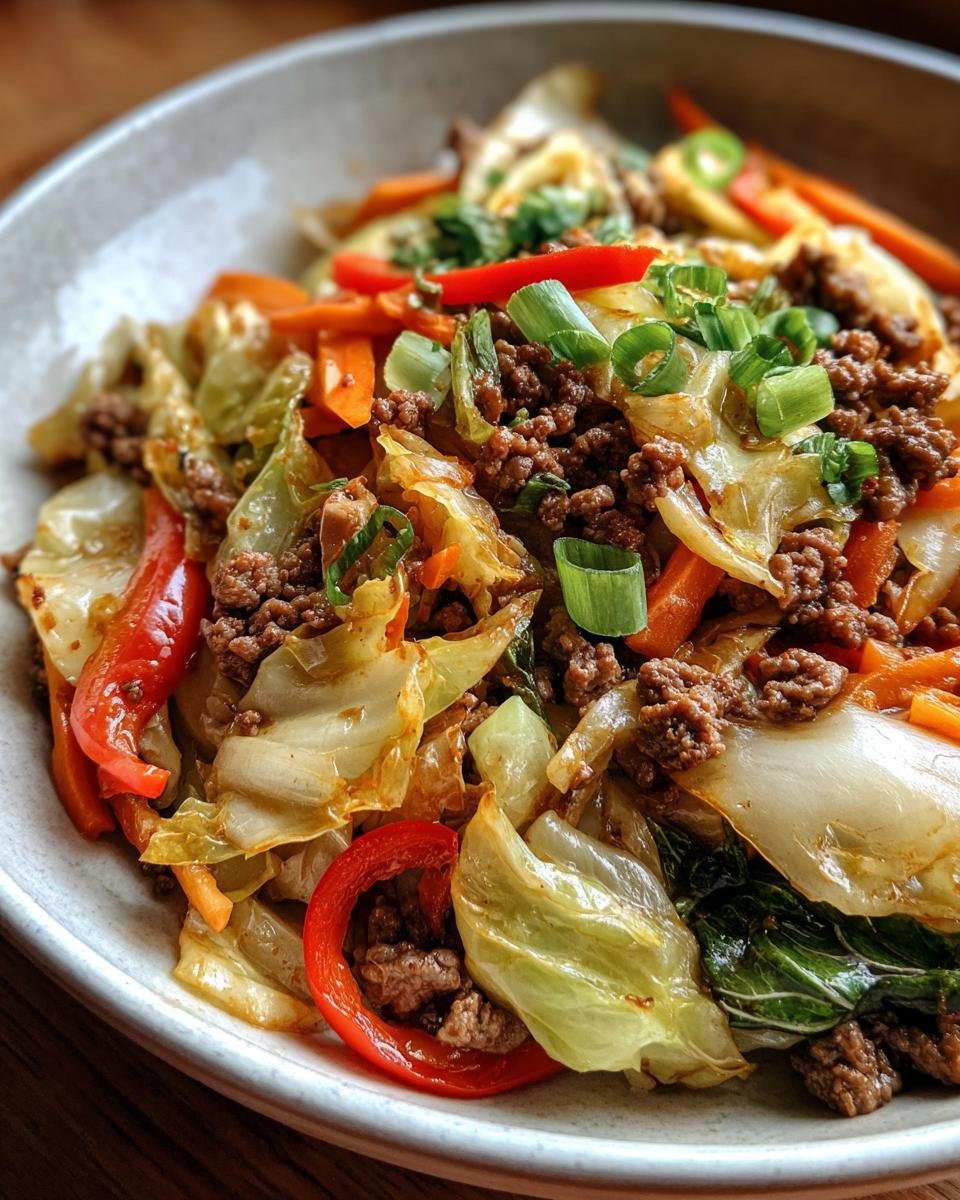 Healthy Chinese Ground Beef and Cabbage Stir Fry - detail 5
