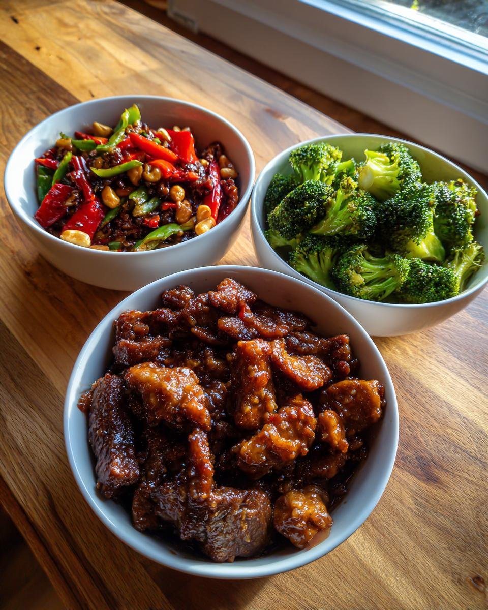 Homemade Takeout Trio: Kung Pao Chicken, Beef and Broccoli, and Bourbon Chicken - detail 2