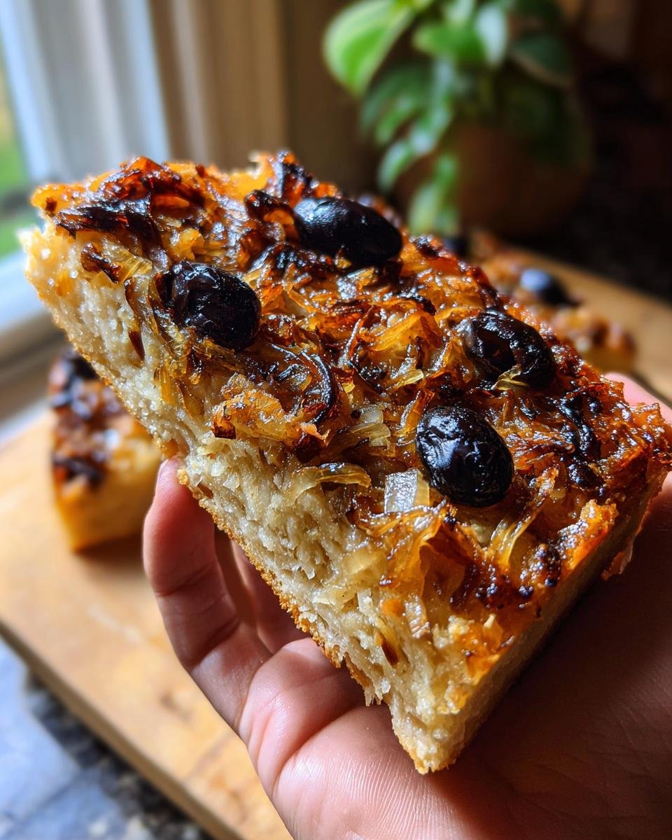 Niçoise Pissaladière with Caramelized Onions and Black Olives - detail 1