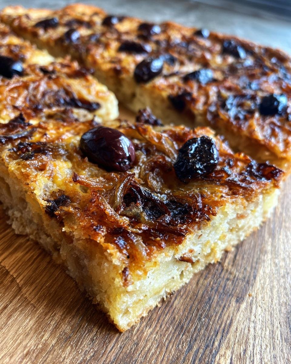 Niçoise Pissaladière with Caramelized Onions and Black Olives - detail 3