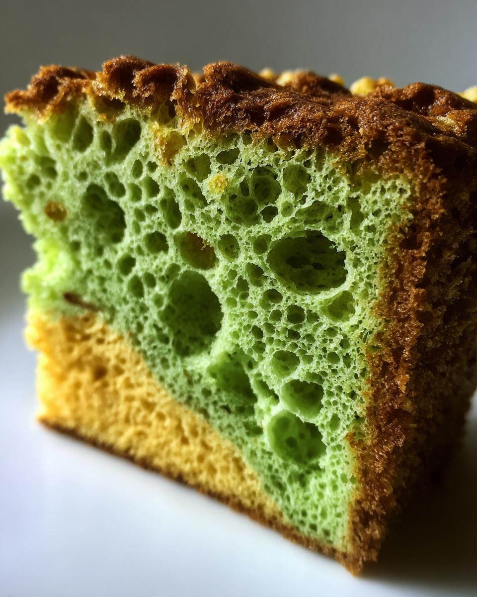 Pandan Coconut Honeycomb Cake - detail 1