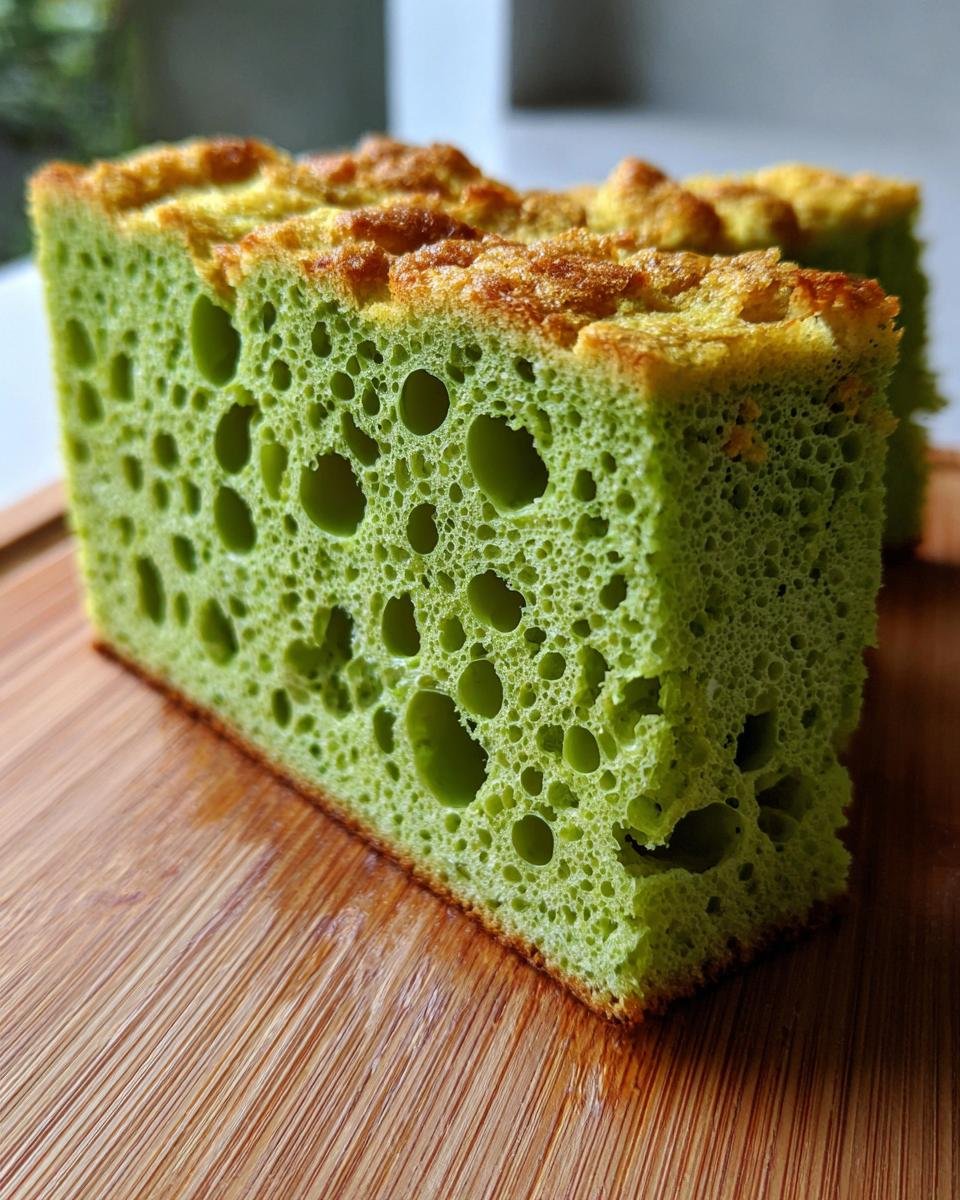 Pandan Coconut Honeycomb Cake - detail 3