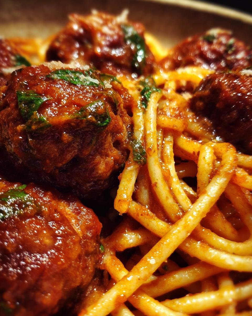 Pasta with Juicy Meatballs and Tomato Vegetable Sauce - detail 2