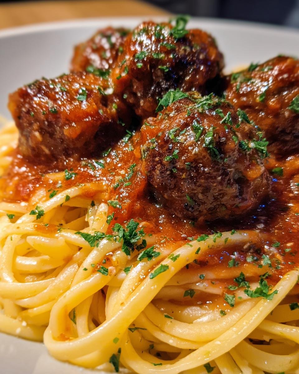 Pasta with Juicy Meatballs and Tomato Vegetable Sauce - detail 3