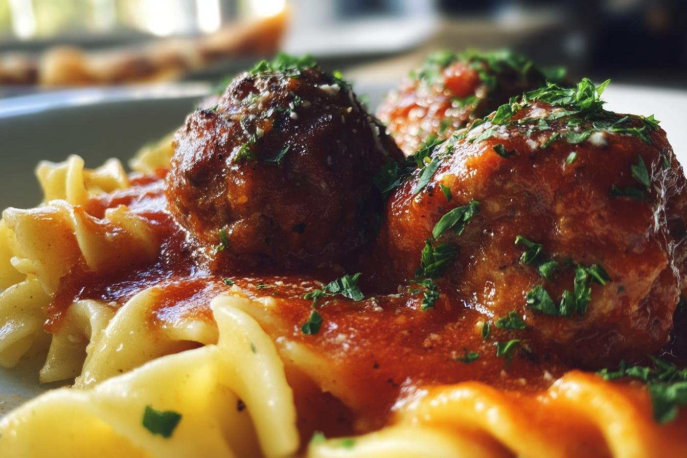 Pasta with Juicy Meatballs and Tomato Vegetable Sauce - detail 4