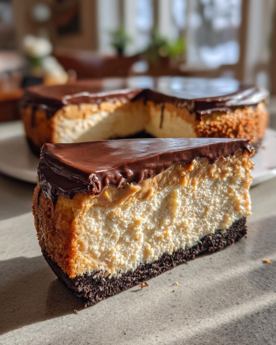 Peanut Butter Cheesecake with Oreo Crust and Chocolate Ganache - detail 4