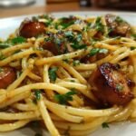 Sticky Honey Garlic Sausage Pasta