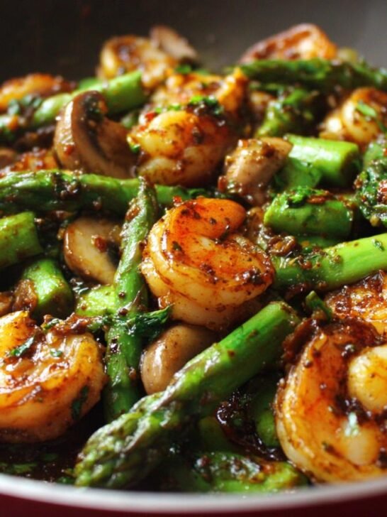 Stir-fried Shrimp with Asparagus and Mushrooms