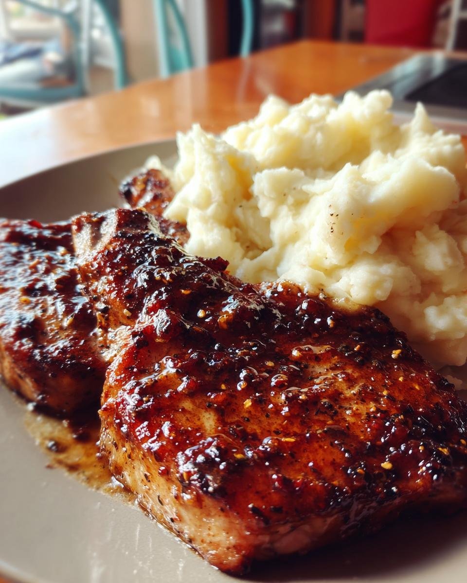 Sweet Honey Garlic Pork Chops with Creamy Mashed Potatoes - detail 1