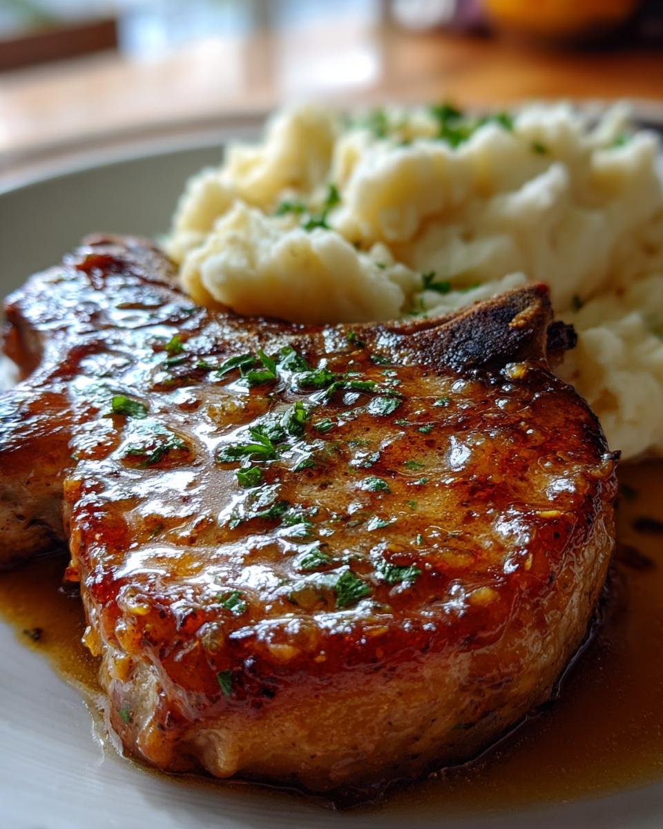 Sweet Honey Garlic Pork Chops with Creamy Mashed Potatoes - detail 2