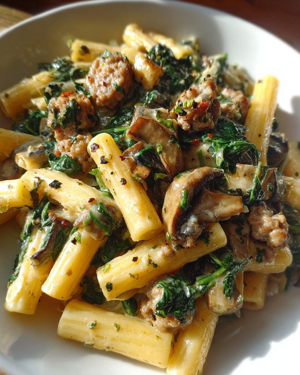 30-Minute Italian Sausage Pasta with Spinach and Mushrooms - detail 2