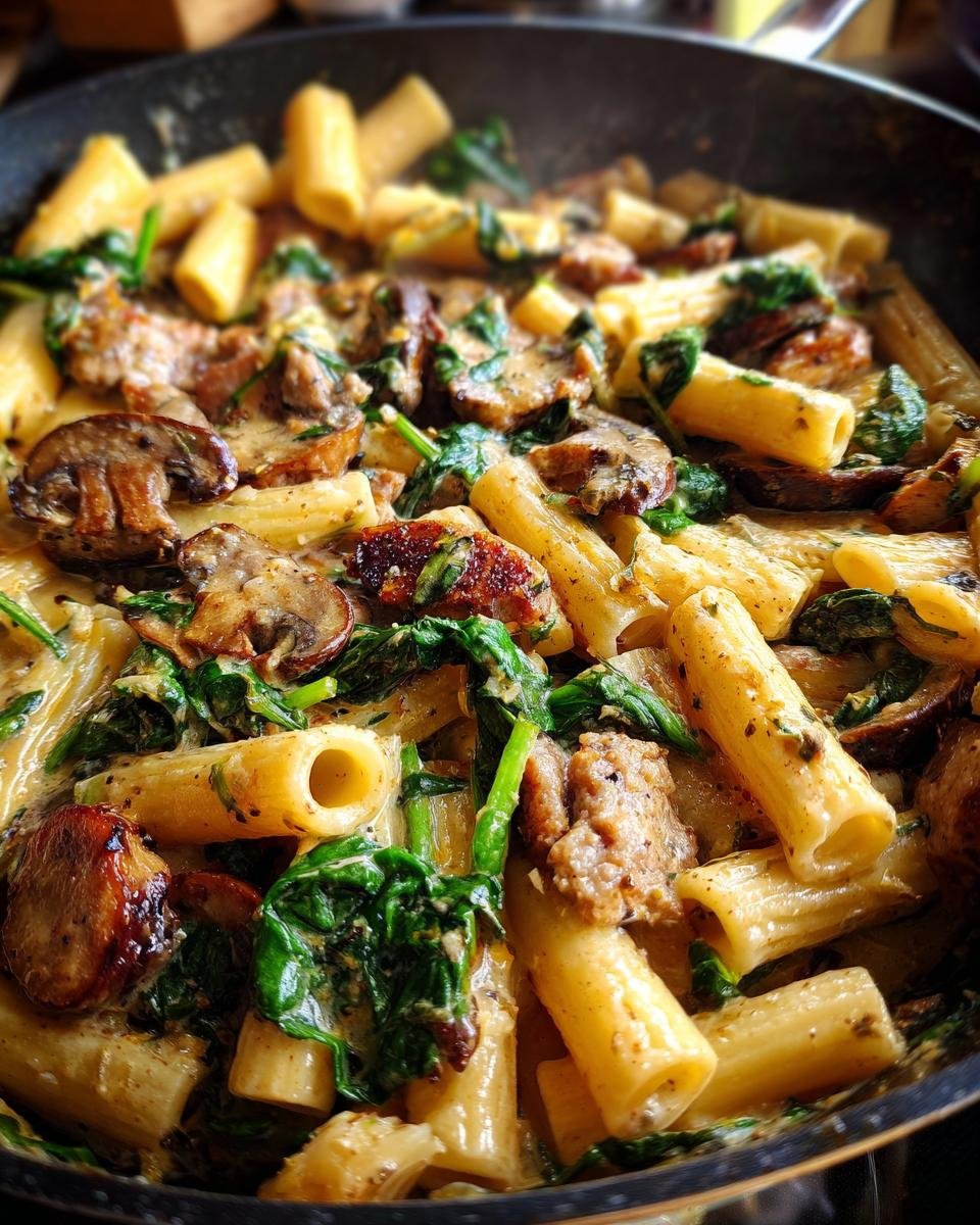 30-Minute Italian Sausage Pasta with Spinach and Mushrooms - detail 3
