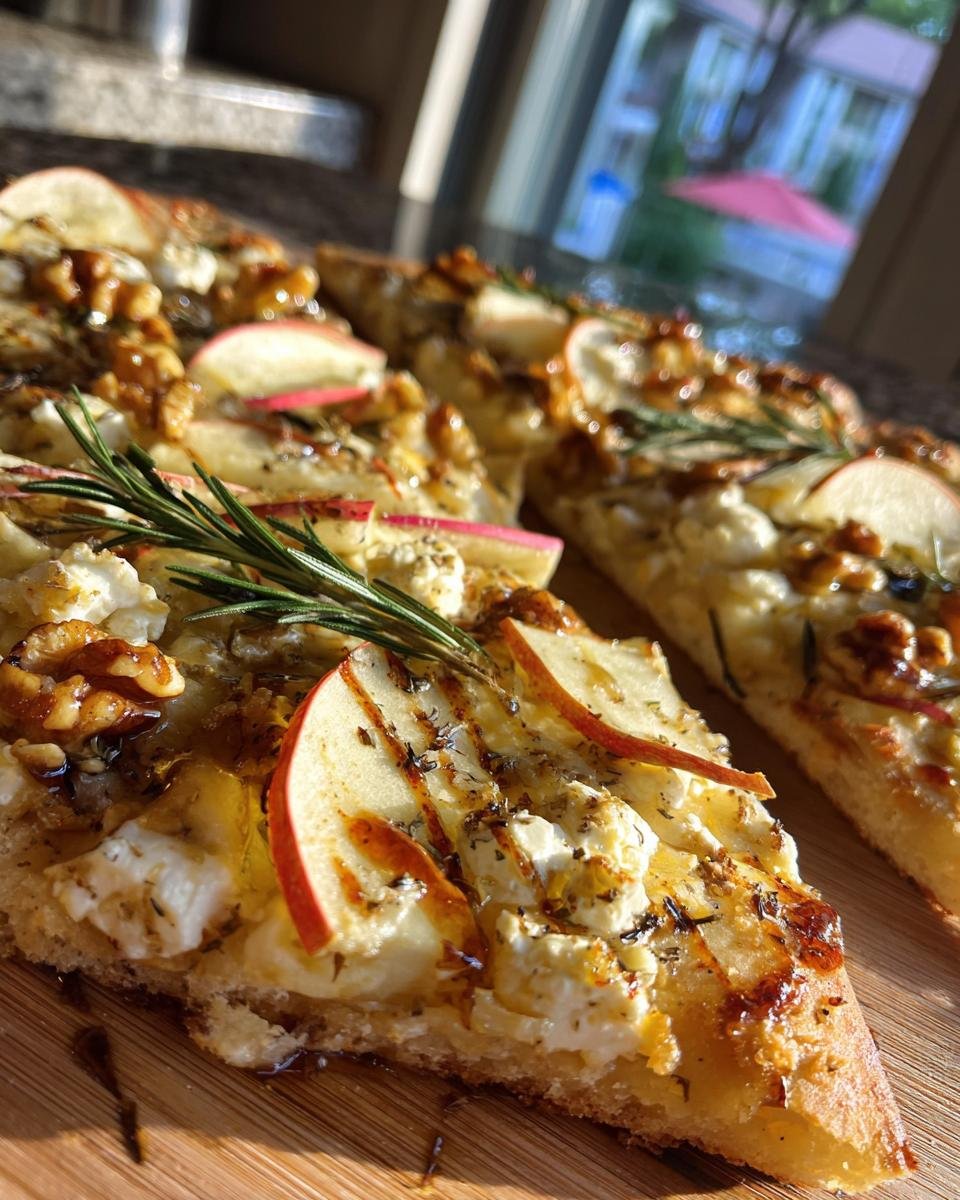 Apple, Feta, and Walnut Flatbread with Rosemary Drizzle - detail 2