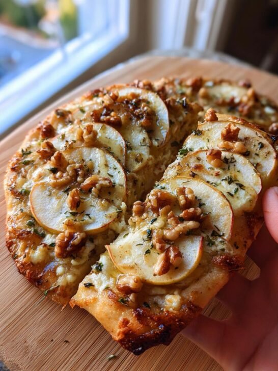 Apple, Feta, and Walnut Flatbread with Rosemary Drizzle